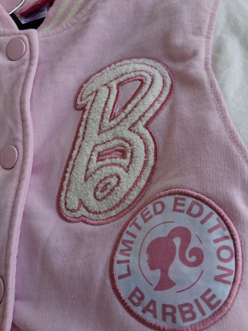 Barbie Girls' Pink & White Varsity Jacket - Limited Edition